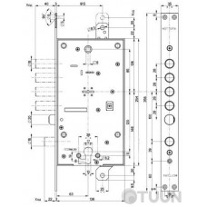 Mottura Art. 547878B00CS3Z MATIC 4-bolt lock with latch and auxiliary lock for Euro cylinder 5cl + 2 mounting keys (60mm) (without covers)