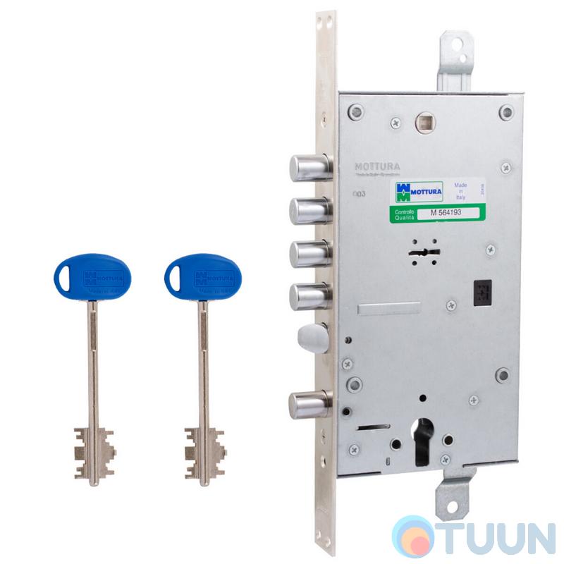 Mottura Art. 547878B00CS3Z MATIC Замок 4 ригеля с защелкой и вспомогательным замком под евроцилиндр 5кл + 2 монтажных ключа (60mm) (без накладок)