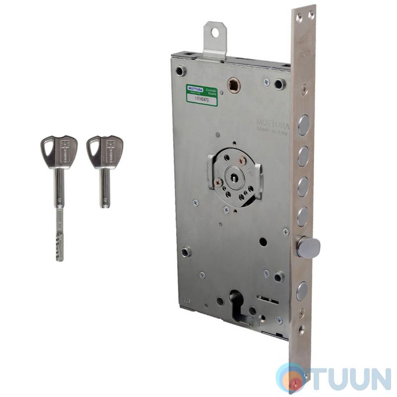 Mottura Art. 3D787R80005CS 4-bolt lock with deadbolt and additional lock for Euro cylinder right folding key
