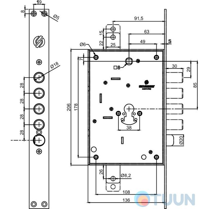 Механизм замка Securemme 2603SCR0328CXX