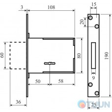 Mottura Art. 40701500053 Lock 1-bolt small chrome