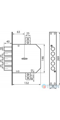 Mottura Art. 50798S5 Замок 5-риги, 5 кл 60 mm накладки хром
