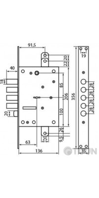 Mottura Art. 52771DM2854 MATIC Замок 4-риг с засова, под тяги