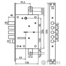 Mottura Art. 52771DM2854 MATIC 4-bolt lock with deadbolt, for pulls