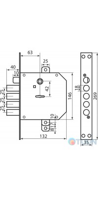 Mottura Art. 89723S5000 Замок 4-риг, 5 кл