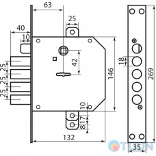 Mottura Art. 89723S5000 Lock 4-rig, 5 kl