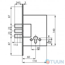 Protect 257R CP 3-rig mechanism for cylinder chrome