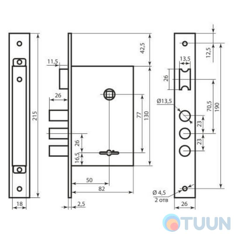 BRUNO BR-77 nickel mortise lock