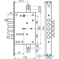 Mottura Art. 52783DM2856CR Замок 5-риг под тяги хром накл