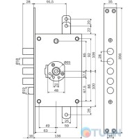 Mottura Art. 3D771S8000 54 4-bolt lock with deadbolt, for pulls