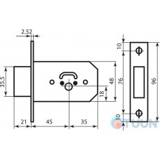 BRUNO 156F 5-hole mortise lock chrome (cross-shaped)