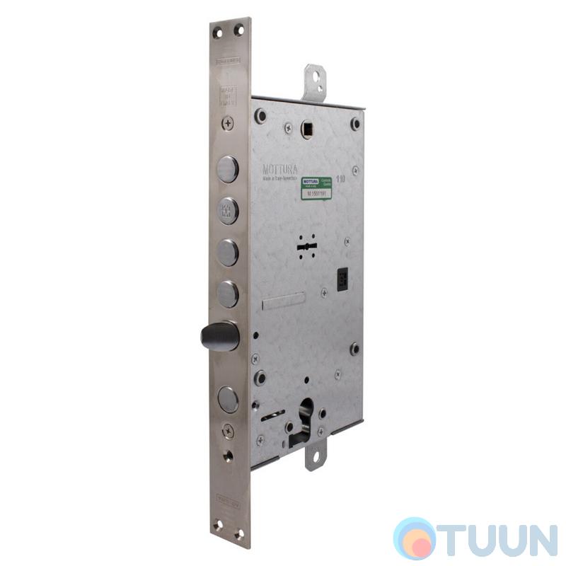 Mottura Art. 54797TBSR56 4-bolt lock with latch and additional lock for Euro cylinder (without overlays)