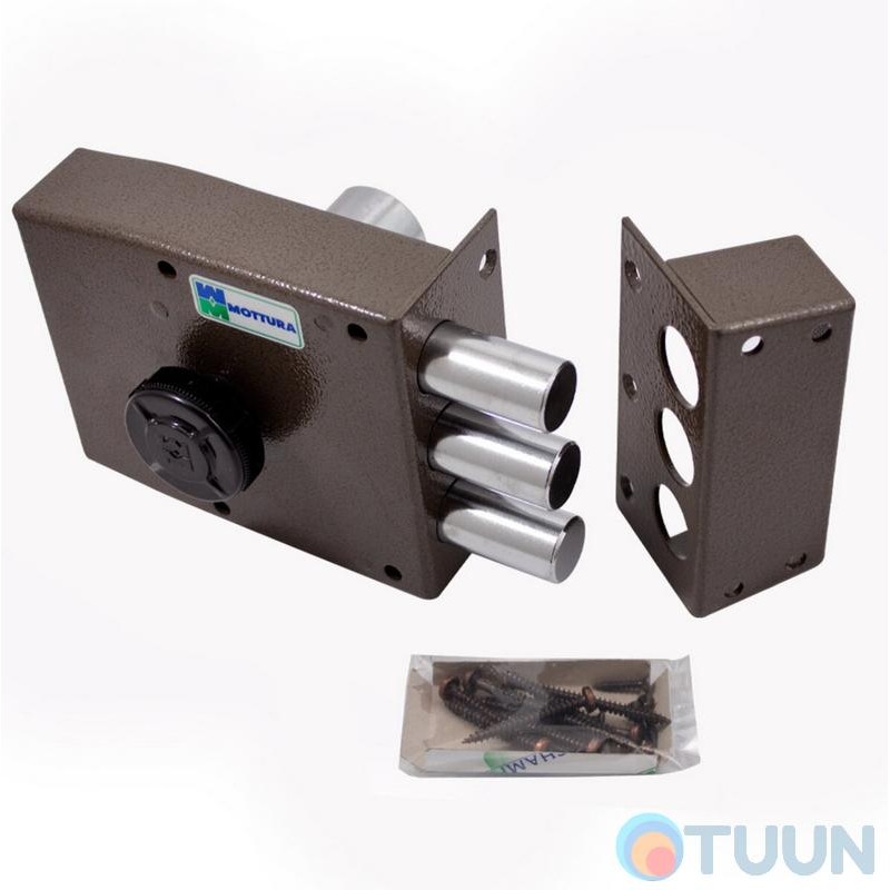 Mottura Art. 30401VD50C5 3-rig mortise lock with push cylinder, with handle from the inside