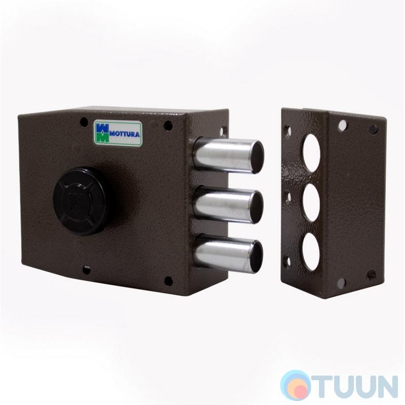Mottura Art. 30401VD50C5 3-rig mortise lock with push cylinder, with handle from the inside