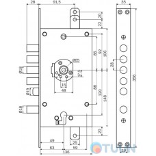 Mottura Art. 3D788S800054 4-bolt lock with deadbolt and additional lock for Euro cylinder