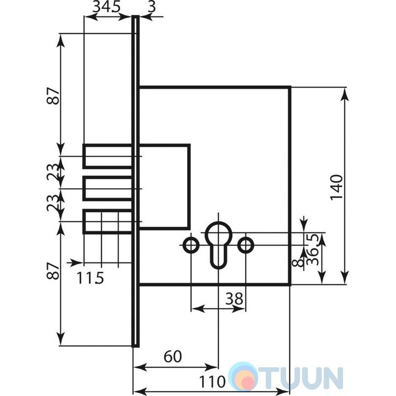 Mechanism Protect 257R CP 3-rig under cylinder chrome without counter bar
