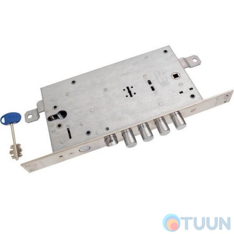 Mottura Art. 54797TBSR54 MATIC 4-bolt lock with latch and additional lock for Euro cylinder