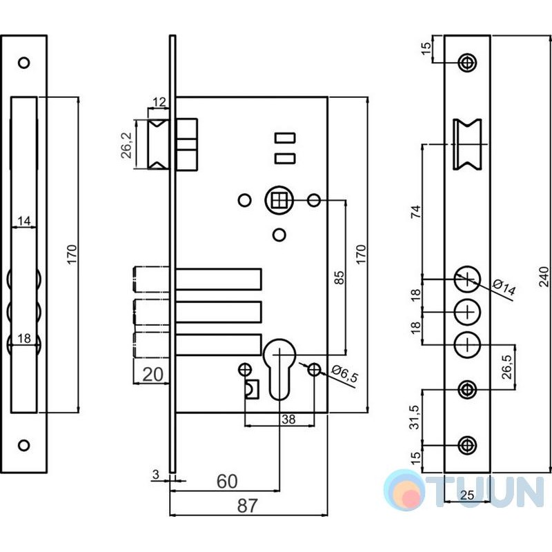 Механизм под цилиндр Securemme 2071UAI60XX