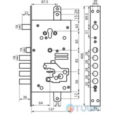 Mottura Art. 54J939H8B05AC6O 4-bolt lock with latch