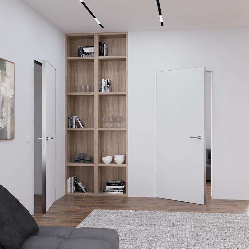 Interior door ABWEHR concealed installation with aluminum gray end Smart Invisible (MZH)