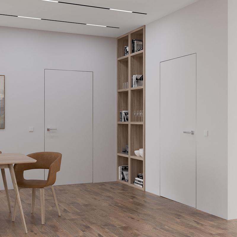 Interior door ABWEHR concealed installation with aluminum gray end Smart Invisible (MZH)