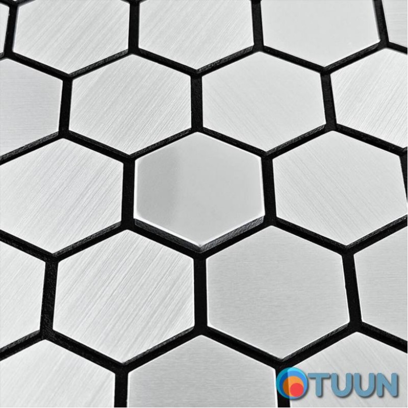 Self-adhesive aluminum tile silver mosaic with mirror inserts 300x300x3mm SW-00001928 (D)