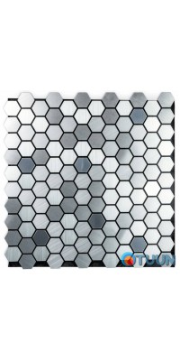 Self-adhesive aluminum tile silver mosaic with mirror inserts 300x300x3mm SW-00001928 (D)
