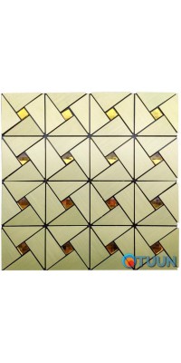 Self-adhesive aluminum tile green gold with rhinestones 300x300x3mm SW-00001172 (D)