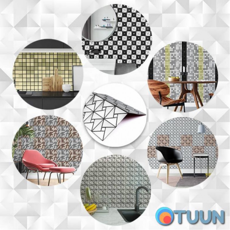 Self-adhesive aluminum tile silver with rhinestones 300x300x3mm SW-00001325 (D)
