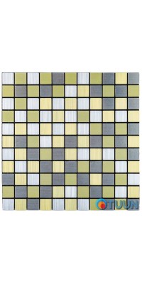 Self-adhesive aluminum tile silver with gold chess 300x300x3mm SW-00001827 (D)
