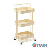 Етажерка мобільна триярусна універсальна з металу кремова 45*37*82см SW-00002105