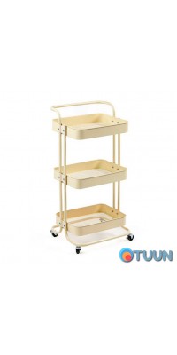 Mobile three-tier universal metal shelf unit, cream, 45*37*82cm SW-00002105