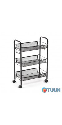 Mobile three-tier universal metal shelving unit black 45*27*65cm SW-00002106