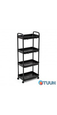 Mobile four-tier universal plastic black shelving unit 41*25*101cm SW-00002108