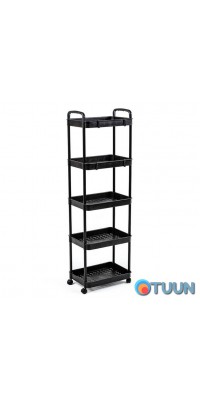 Mobile five-tier universal plastic black shelving unit 41*25*127cm SW-00002109