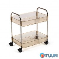 Mobile two-tier universal shelf made of acrylic and metal beige 40*28.5*45cm SW-00002110 Mobile two-tier universal shelf made of acrylic and metal beige 40*28.5*45cm SW-00002110