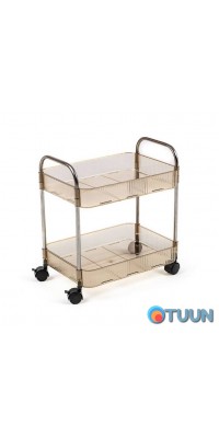 Mobile two-tier universal shelf made of acrylic and metal beige 40*28.5*45cm SW-00002110