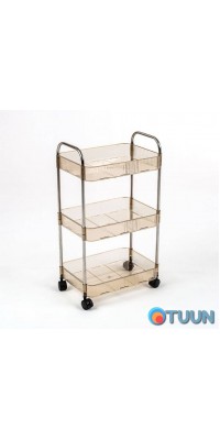 Mobile three-tier acrylic and metal storage unit beige 40*28.5*70cm SW-00002111