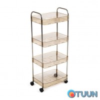 Mobile four-tier acrylic and metal storage unit beige 40*28.5*95cm SW-00002112
