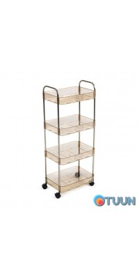 Mobile four-tier acrylic and metal storage unit beige 40*28.5*95cm SW-00002112