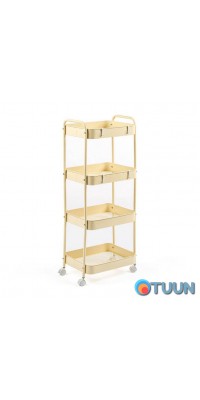 Mobile four-tier universal metal shelf unit, cream-colored, 45*30*103 cm, SW-00002114