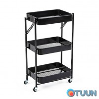 Етажерка мобільна триярусна універсальна з металу чорна 46,5*29*77,5см SW-00002099