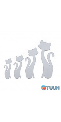 Mirror decor acrylic self-adhesive Cats silver, 4 pcs (D) SW-00002494