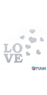 Mirror decor acrylic self-adhesive Love silver, 11 pcs (D) SW-00002495