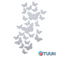 Зеркальный декор акриловый самоклеющийся Бабочки серебро,25шт (D) SW-00002521