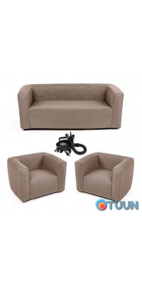 Set of inflatable furniture sofa and 2 chairs brown SW-00002657