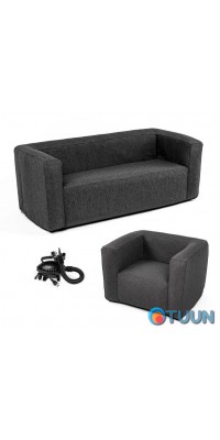 Set of inflatable furniture sofa and chair gray SW-00002658