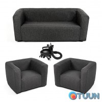 Set of inflatable furniture sofa and 2 chairs gray SW-00002659