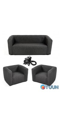 Set of inflatable furniture sofa and 2 chairs gray SW-00002659
