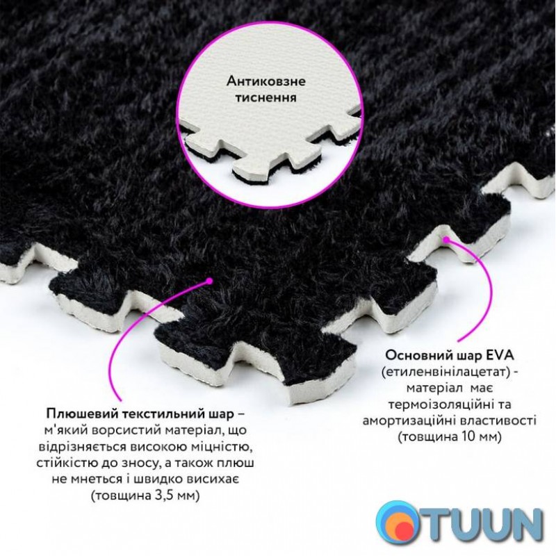 Plush floor puzzle BLACK 30*30*1cm (D) SW-00002078